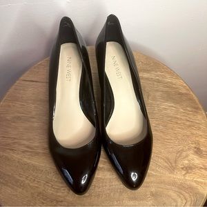Nine West Black Patent Leather Wedge Heels Pumps Size: 7.5